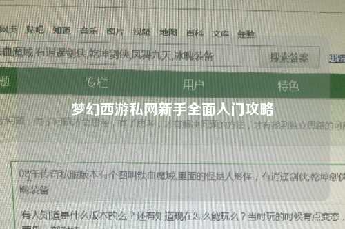 夢(mèng)幻西游私網(wǎng)新手全面入門攻略
