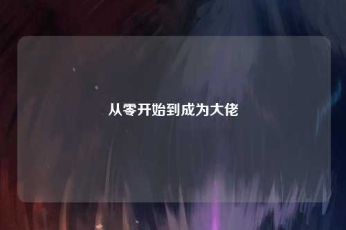 從零開(kāi)始到成為大佬